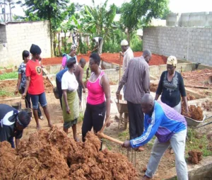 Community labor on the site by members