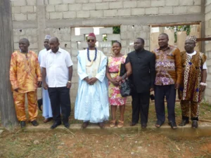 The then branchPresident, Fondungallah Nico Nyatemeh & the national exco hail the Presenting the giant structure to Nyatemeh effort of Yaounde branch